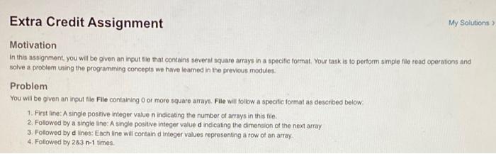 Solved Extra Credit Assignment My Solutions Motivation In | Chegg.com