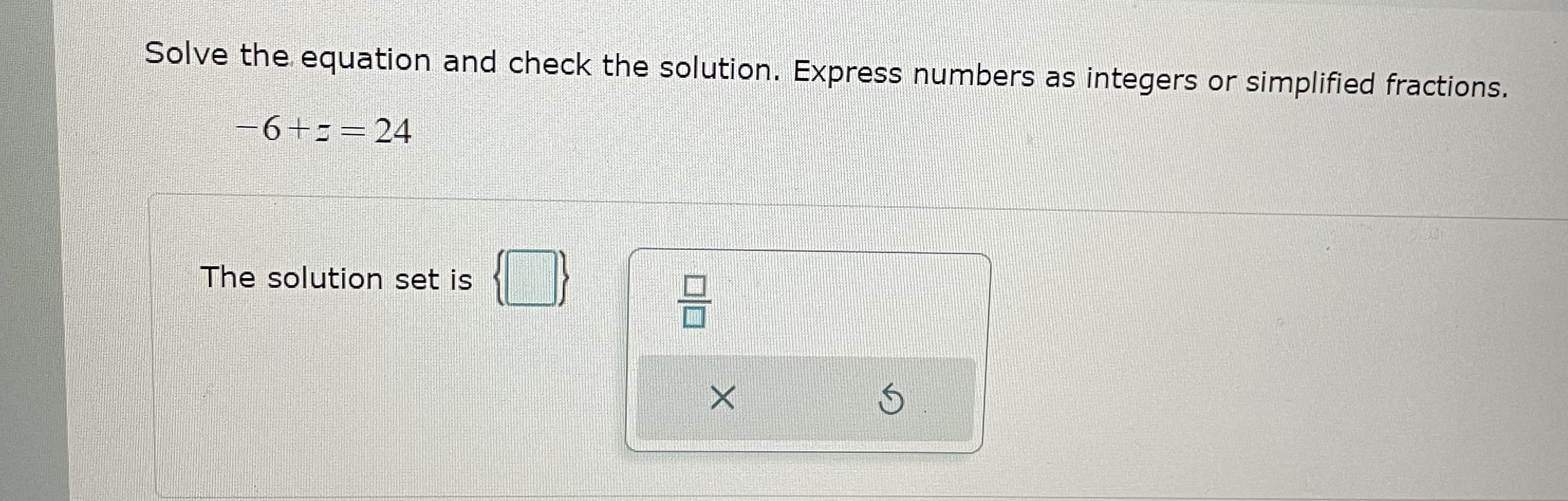 Solved Solve the equation and check the solution. Express | Chegg.com