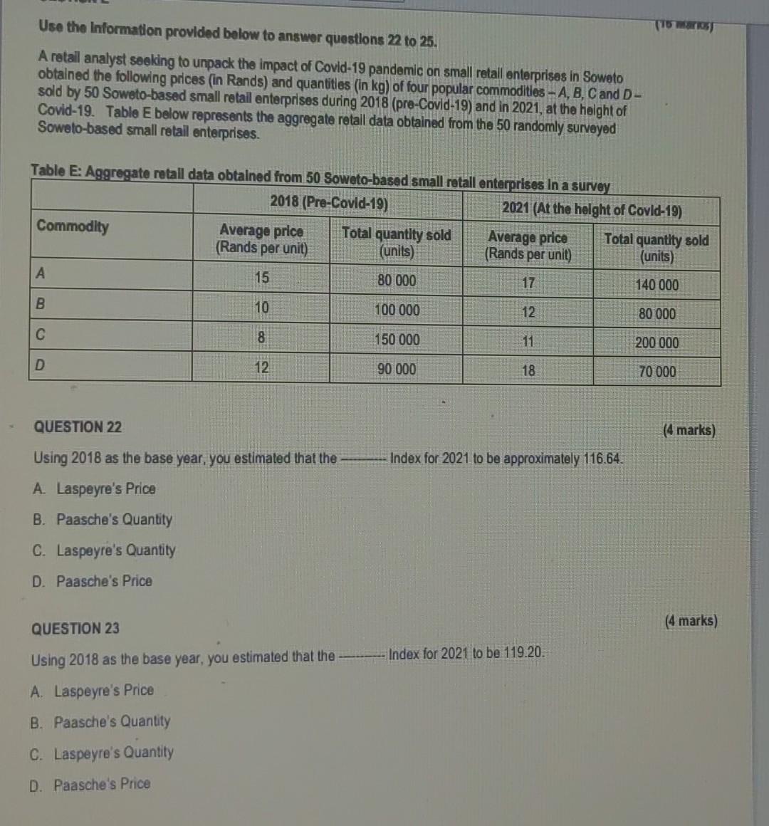 Solved Use the Information provided below to answer | Chegg.com