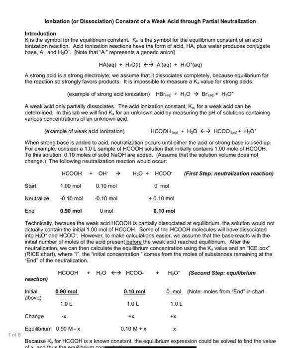 Solved H,00 Ionization (or Dissociation) Constant of a Weak | Chegg.com