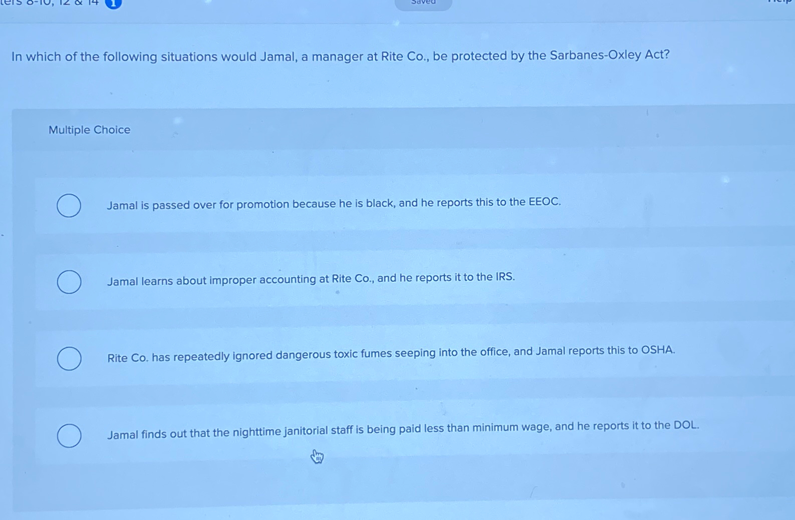 Solved In which of the following situations would Jamal, a | Chegg.com
