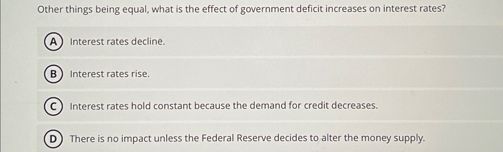 Solved Other things being equal, what is the effect of | Chegg.com