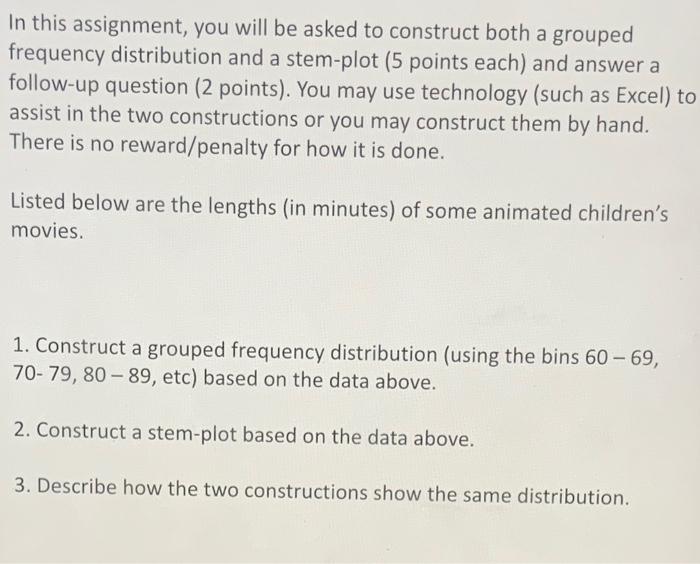 In this assignment, you will be asked to construct | Chegg.com