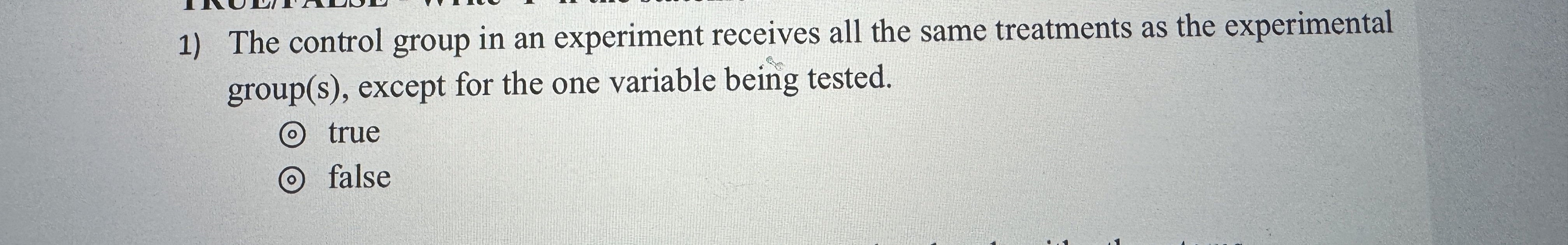 Solved The control group in an experiment receives all the | Chegg.com