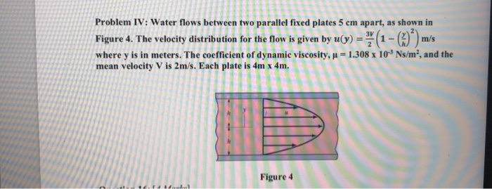 Solved m/s Problem IV: Water flows between two parallel | Chegg.com