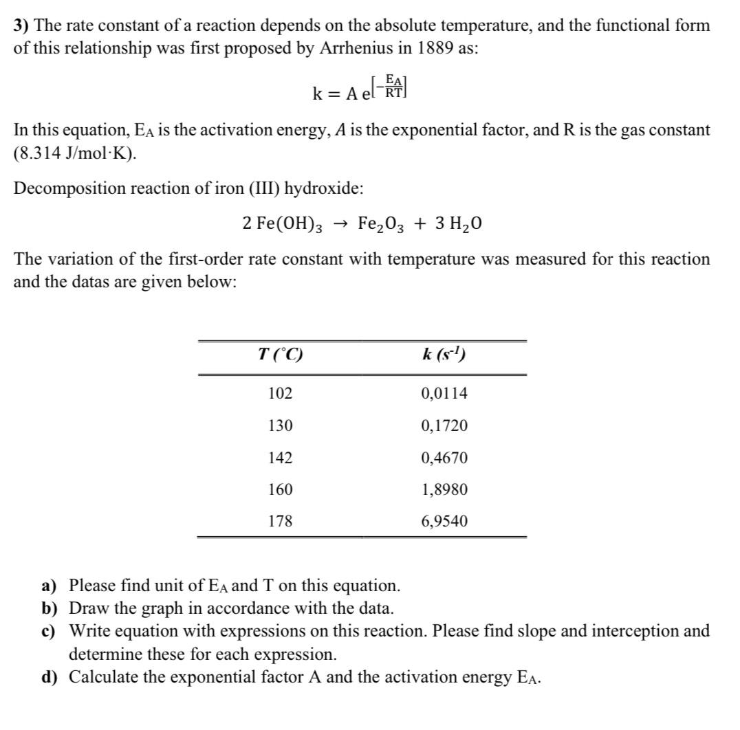 Solved The rate constant of a reaction depends on the | Chegg.com