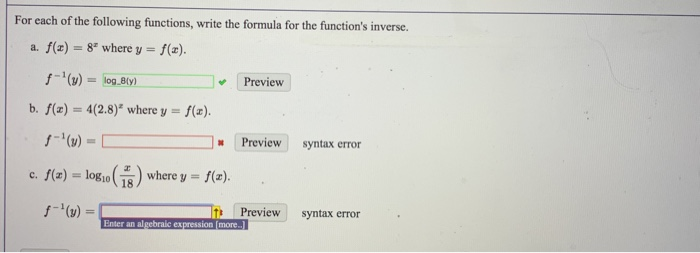 Solved For each of the following functions, write the | Chegg.com