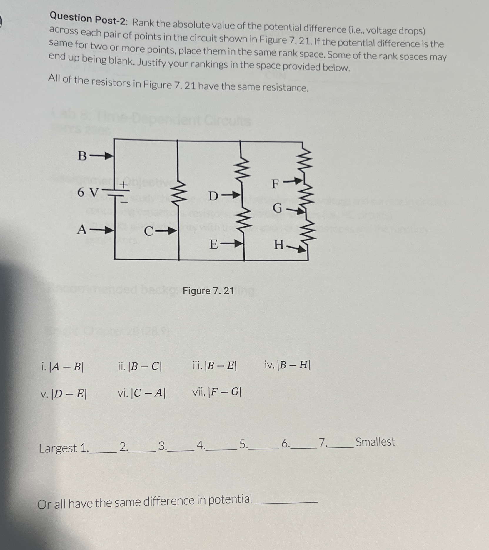 Solved Question Post-2: Rank the absolute value of the | Chegg.com