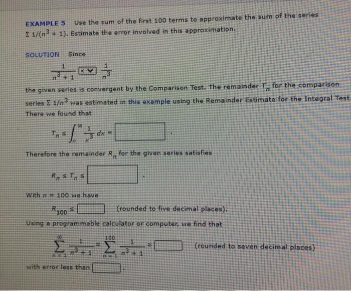 Solved EXAMPLES Use the sum of the first 100 terms to | Chegg.com