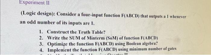 Solved (Logic design): Consider a four-input function | Chegg.com