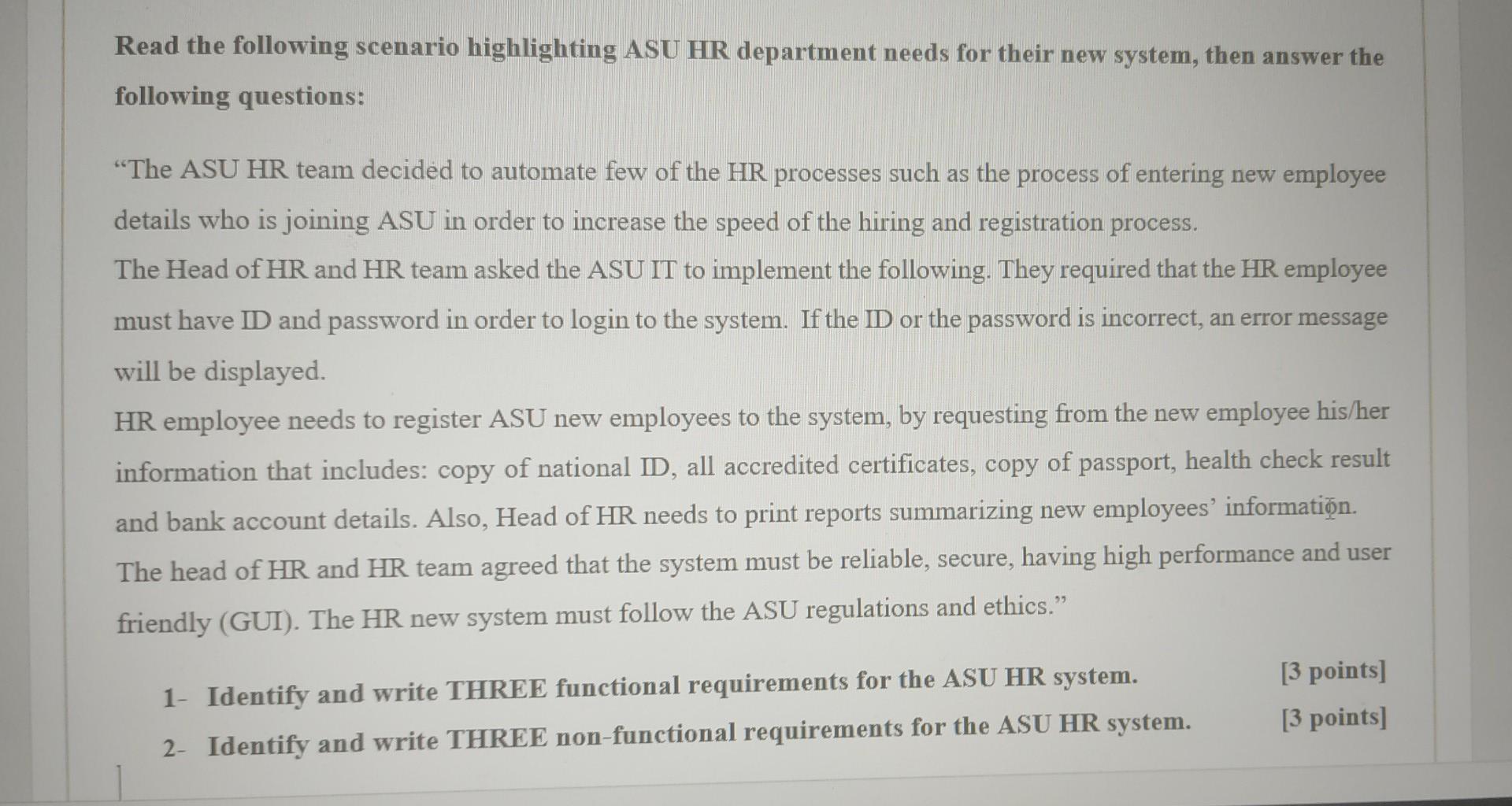 Solved Read the following scenario highlighting ASU HR