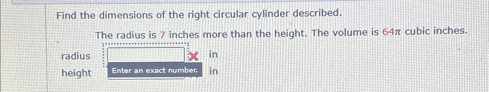 Solved Find the dimensions of the right circular cylinder | Chegg.com