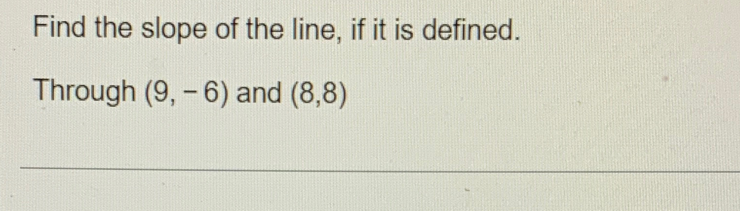 Solved Find the slope of the line, if it is defined.Through | Chegg.com