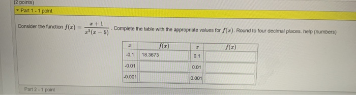 Solved (2 points) - Part 1 - 1 point +1 Consider the | Chegg.com