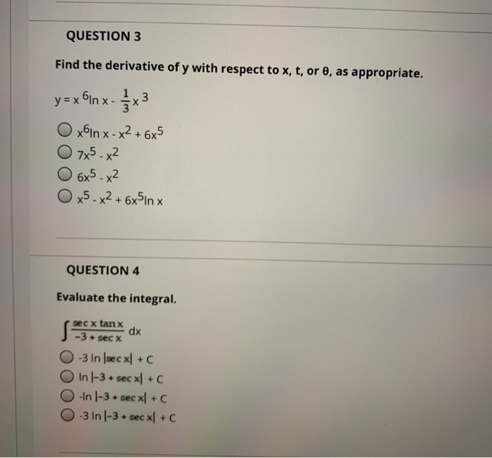 Solved QUESTION 3 Find the derivative of y with respect to | Chegg.com