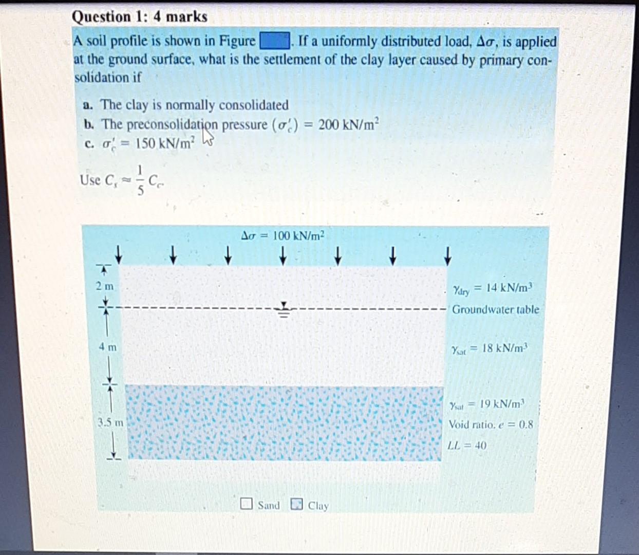 Solved A soil profile is shown in figure.if a uniformly | Chegg.com