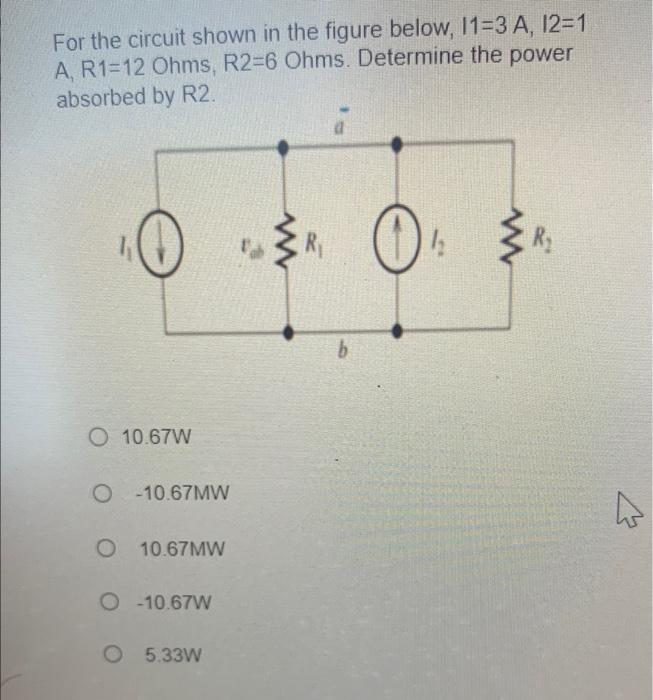 Solved For the circuit shown in the figure below, I1=3 | Chegg.com