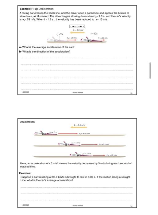 deceleration examples