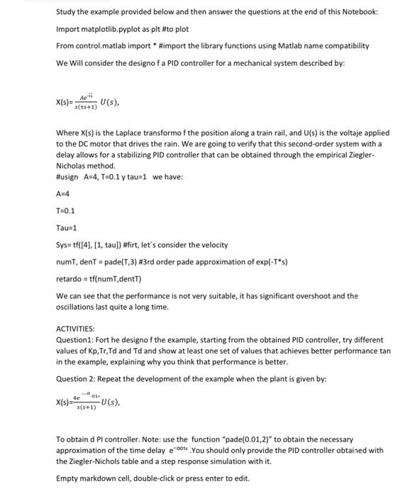 Study the example provided below and then answer the | Chegg.com