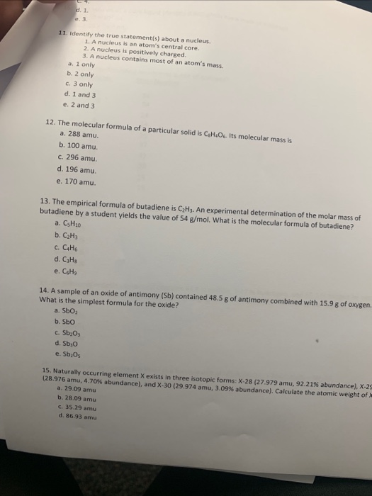 Solved 11. Identify the true statement(s) about a nucleus 1. | Chegg.com