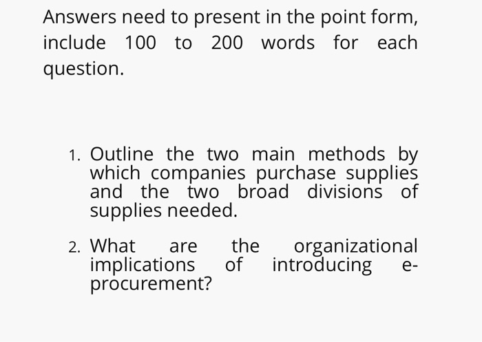 Point Form List Examples Solved Answers need to present in the point form, include | Chegg.com