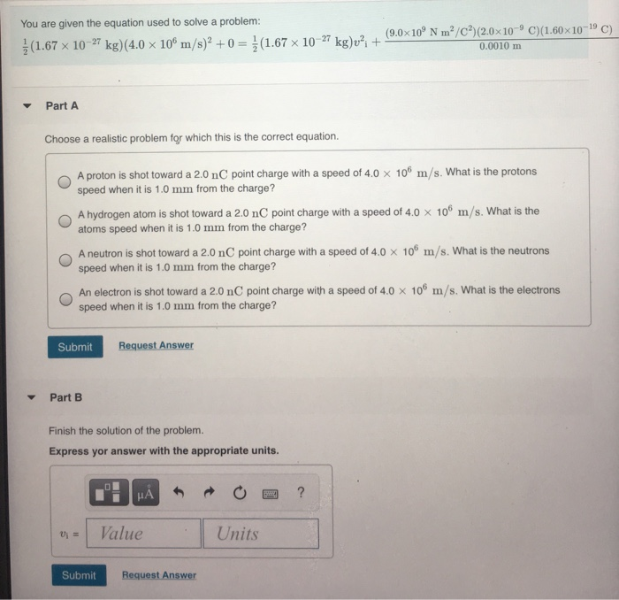 Solved You are given the equation used to solve a problem: | Chegg.com