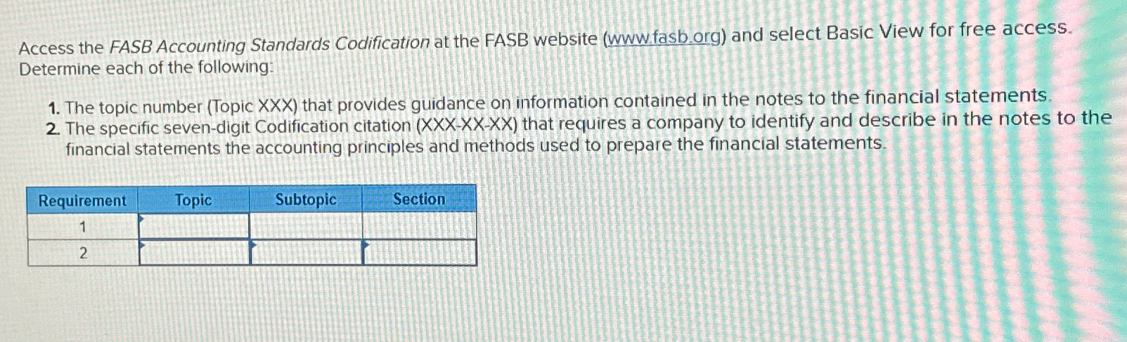 Solved Access The FASB Accounting Standards Codification At | Chegg.com