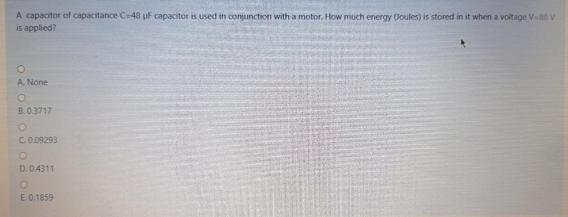 Solved A Capacitor Of Capacitance C 48 Uf Capacitor Is Us Chegg Com