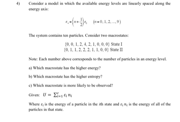 Solved Consider a model in which the available energy levels | Chegg.com