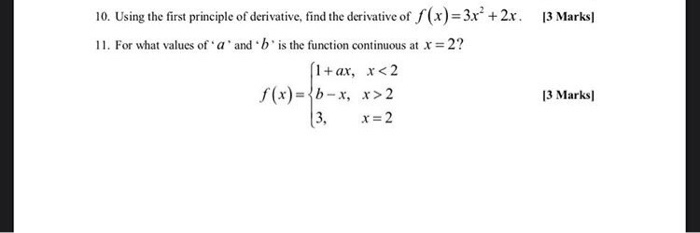 Solved 13 Marks 10 Using The First Principle Of Derivative Chegg Com