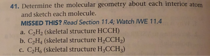 Solved 41. Determine the molecular geometry about each Chegg