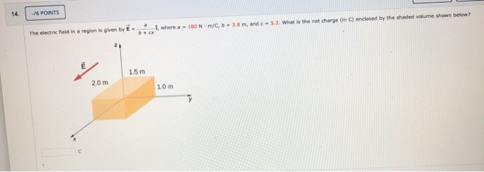 Solved -6 POINTS The electric field in a region is given by | Chegg.com
