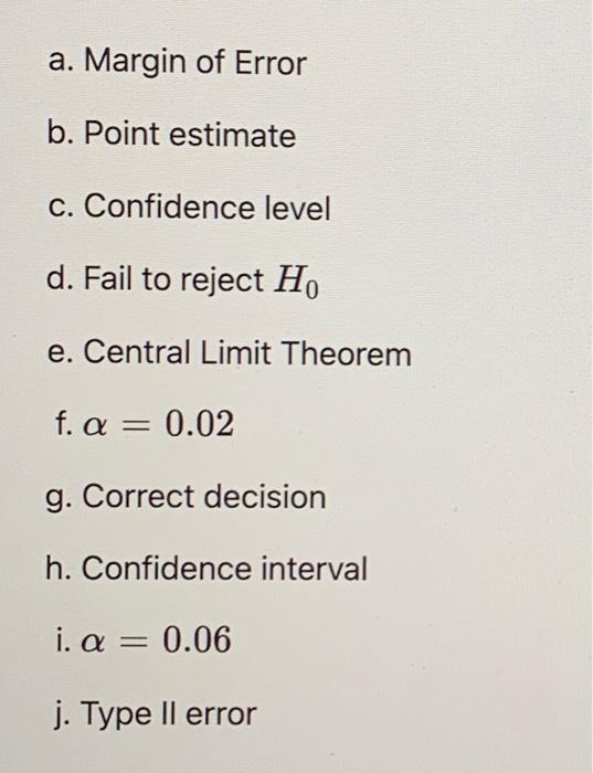 Match each of the following statements with the terms | Chegg.com