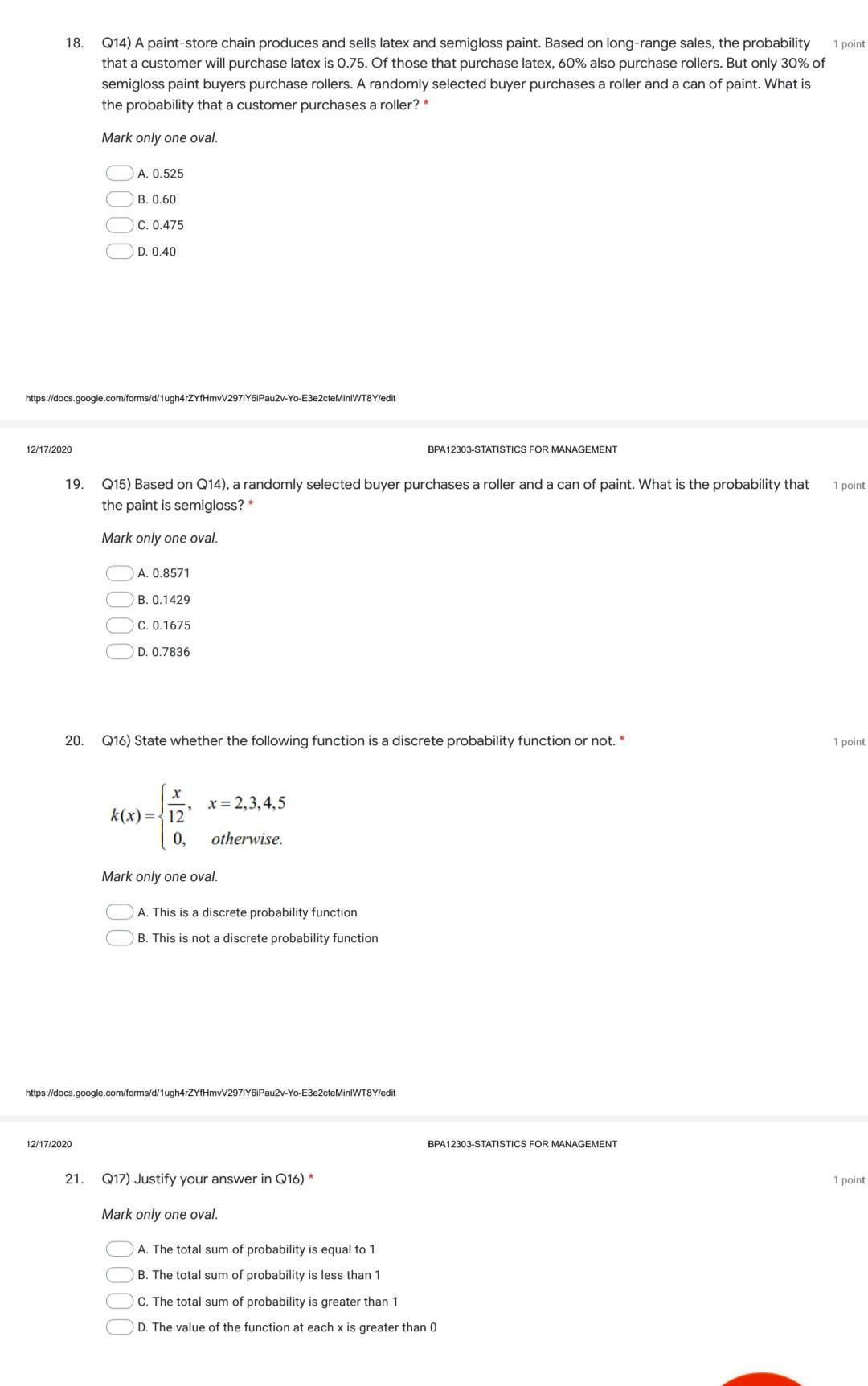 Solved 1 point 18. Q14) A paintstore chain produces and