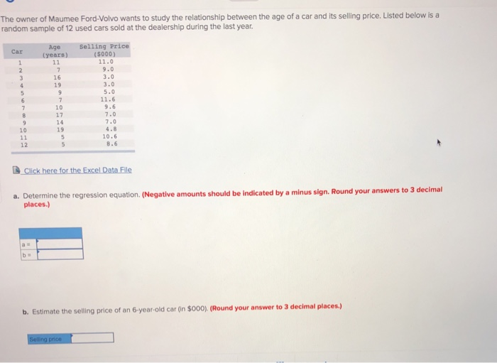 Solved The owner of Maumee Ford Volvo wants to study the