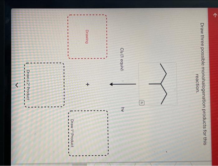 Solved Draw three possible monohalogenation products for