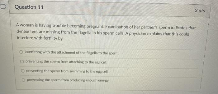 Solved D Question 11 2 pts A woman is having trouble | Chegg.com