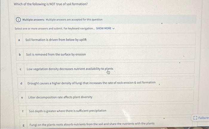 Solved Which of the following is NOT true of soil formation? | Chegg.com