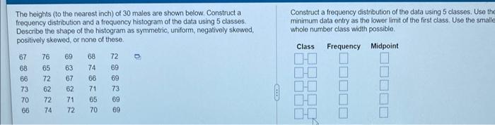 Solved Construct a frequency distribution of the data using | Chegg.com