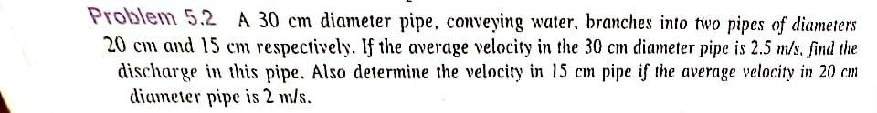 Solved Problem 5.2 A 30 Cm Diameter Pipe, Conveying Water, | Chegg.com