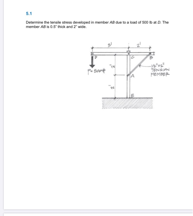 Solved 5.1 Determine the tensile stress developed in member | Chegg.com