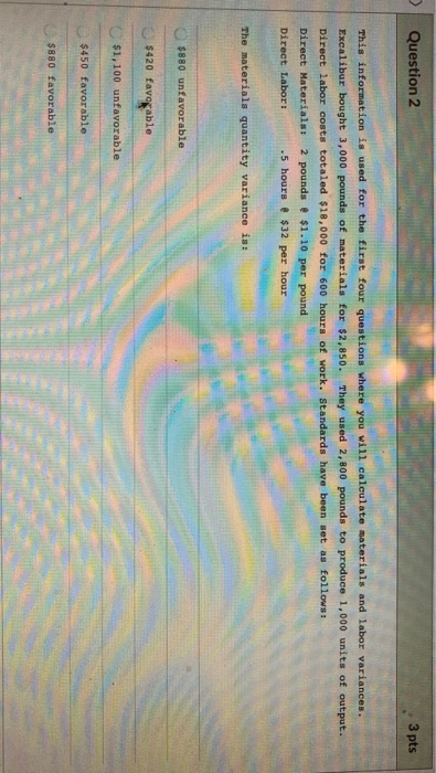 Solved Question 2 3 pts This information is used for the | Chegg.com