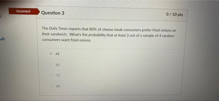 Solved Incorrect Question 3 0 / 10 pts The Daily Times | Chegg.com