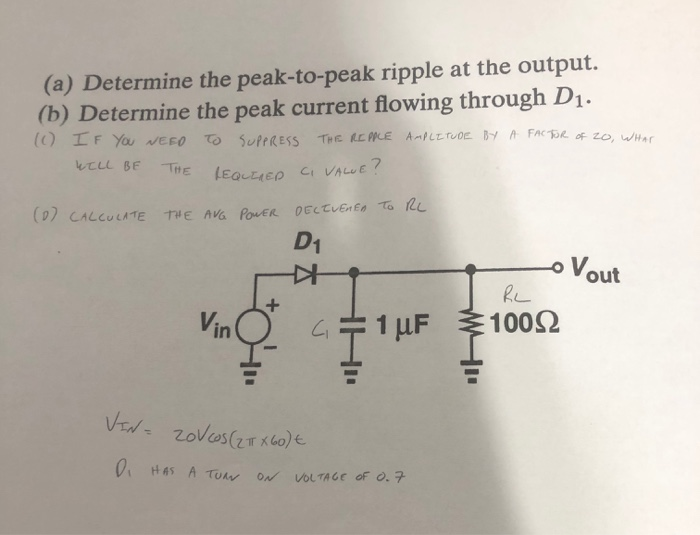 Solved (a) Determine The Peak-to-peak Ripple At The Output. 