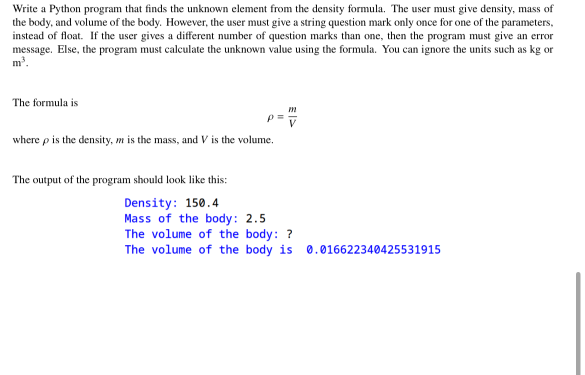 Solved Write a Python program that finds the unknown element | Chegg.com