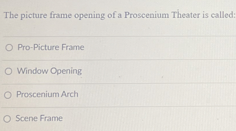 Solved The picture frame opening of a Proscenium Theater is | Chegg.com