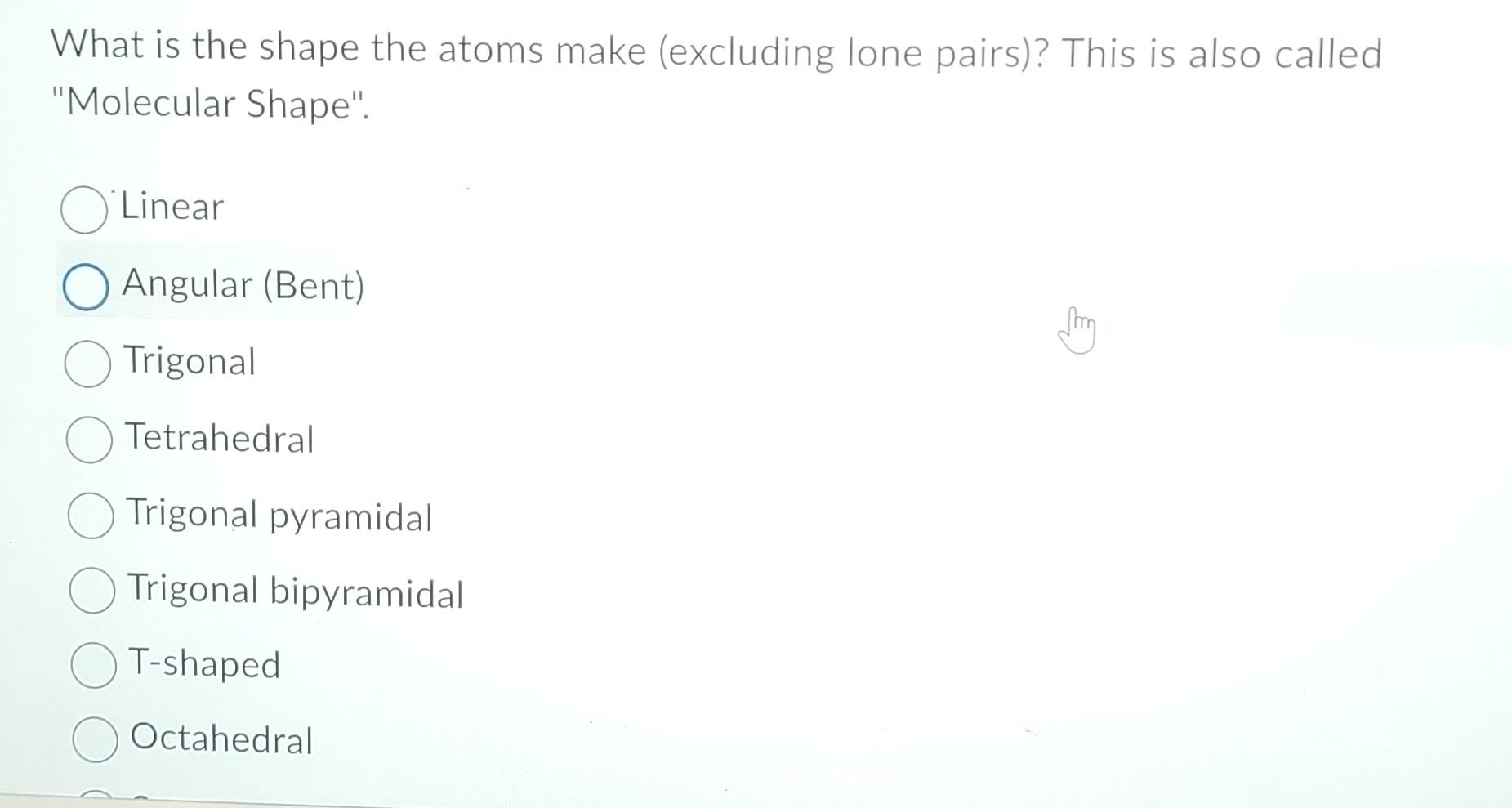 Solved what is the shape the atoms make excluding lone chegg