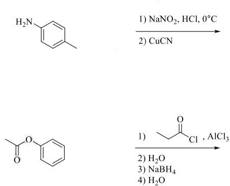 Solved H N 1) NaNO2, HCl, 0°C 2) CuCN 0 1) CI , AICI: O 2) | Chegg.com