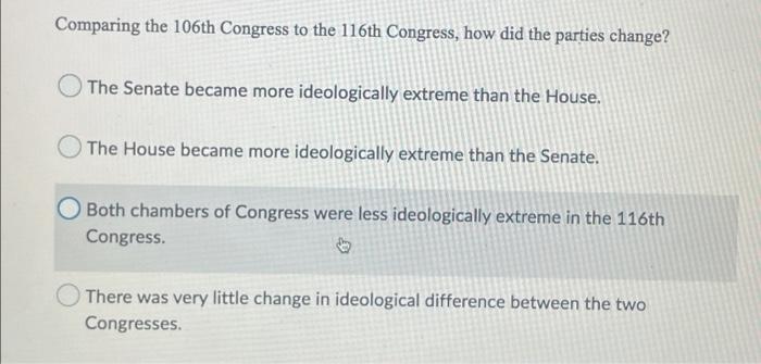 Comparing the 106th Congress to the 116th Congress, | Chegg.com