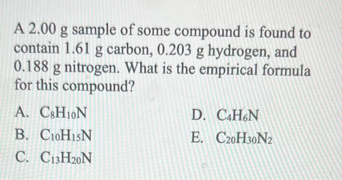 Solved A 2.00 g sample of some compound is found to contain | Chegg.com
